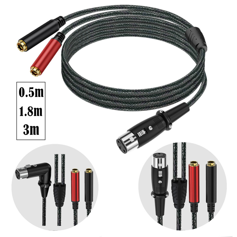 Earphone Splitter Jack - 3-poliges XLR-Buchsenkabel auf Dual 6,35mm TRS-Buchse