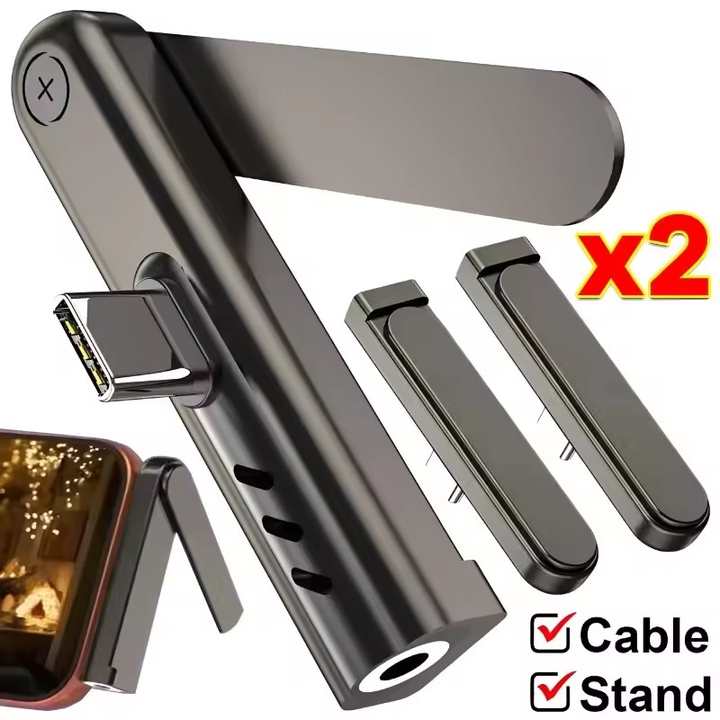 Headphone Stand Desk - 2/1PCS Tragbarer USB-C-auf-3,5-mm-Audio-Adapter, faltbarer Adapter, faltbarer