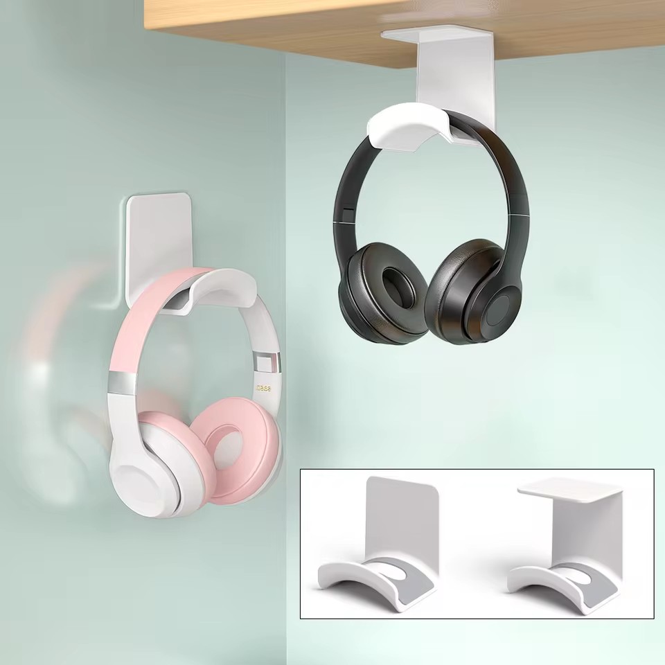 Headphone Stand Desk - Universeller Kopfhörerständer, selbstklebender Kunststoff-Wandhalter, Headset-Halterung unter