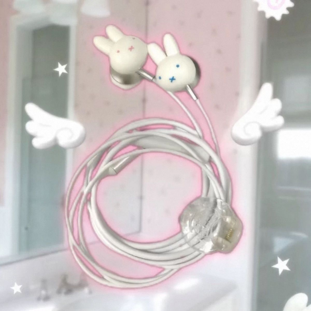 Usb C Earphone - Vintage Niedliche Miffy-Kaninchen Kabelgebundene In-Ear-Kopfhörer Ins