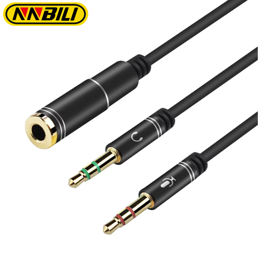 Cable Extension 3.5 - NNBILI Mini Jack 3,5 Mikrofon-Kopfhörer-Y-Splitter-Adapterkabel, 3,5