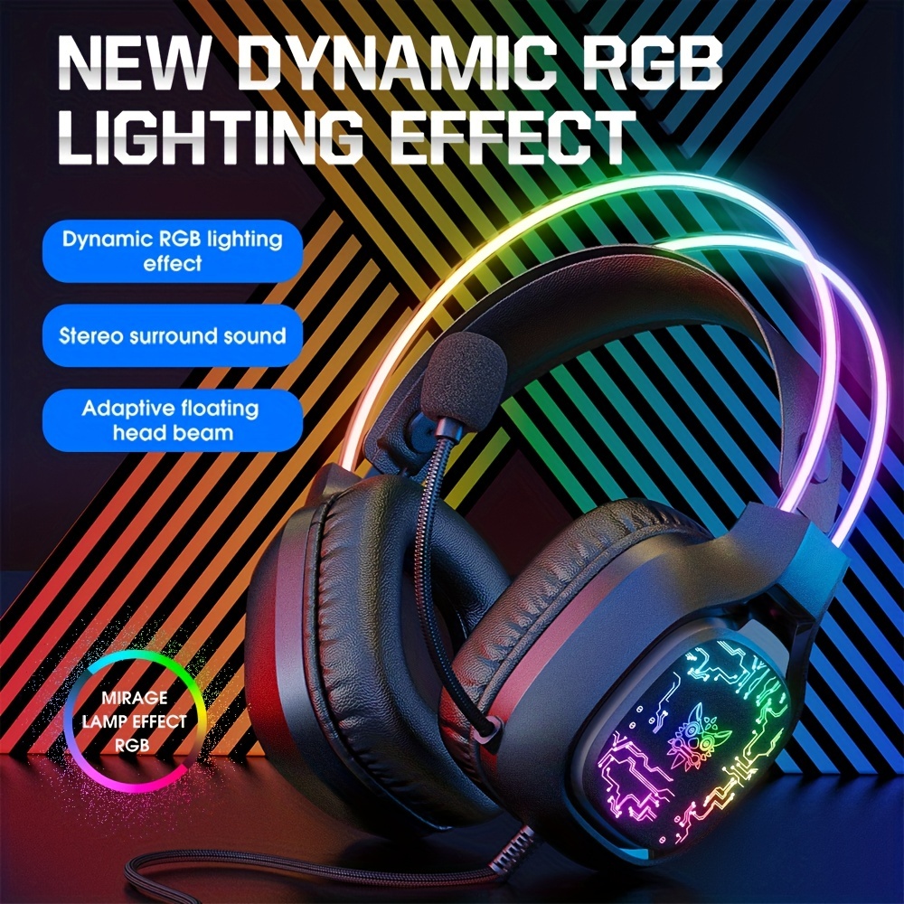 Gaming Headset Rgb - ONIKUMA X22 Gaming-Headset, RGB-dynamische Beleuchtung, kabelgebundene