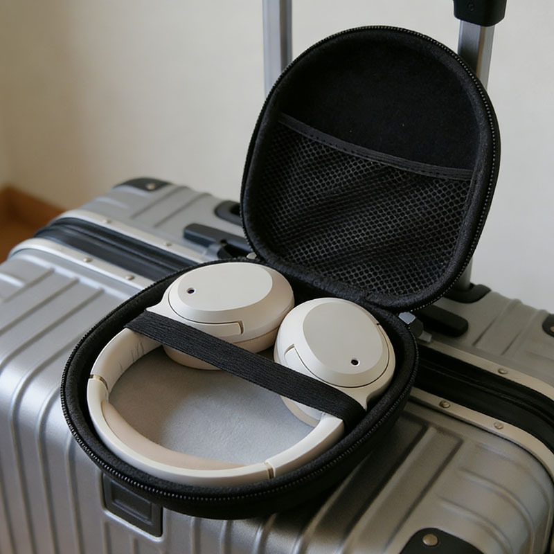 Headphone Case Hard - Multifunktionaler schwarzer EVA-Hartschalenkoffer, stoßfest und wasserdicht,