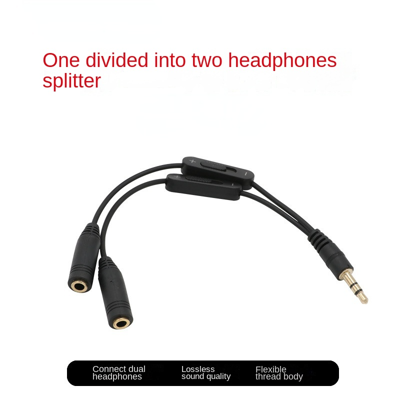 Earphone Splitter Jack - 3,5-Klinken-Splitter, Stecker auf 2, Buchse, 3,5