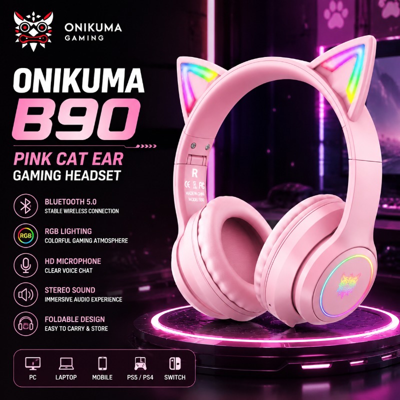 Onikuma B90 Pink Cat Ear Gamin – Gaming Headset Rgb Bewertung und Preis